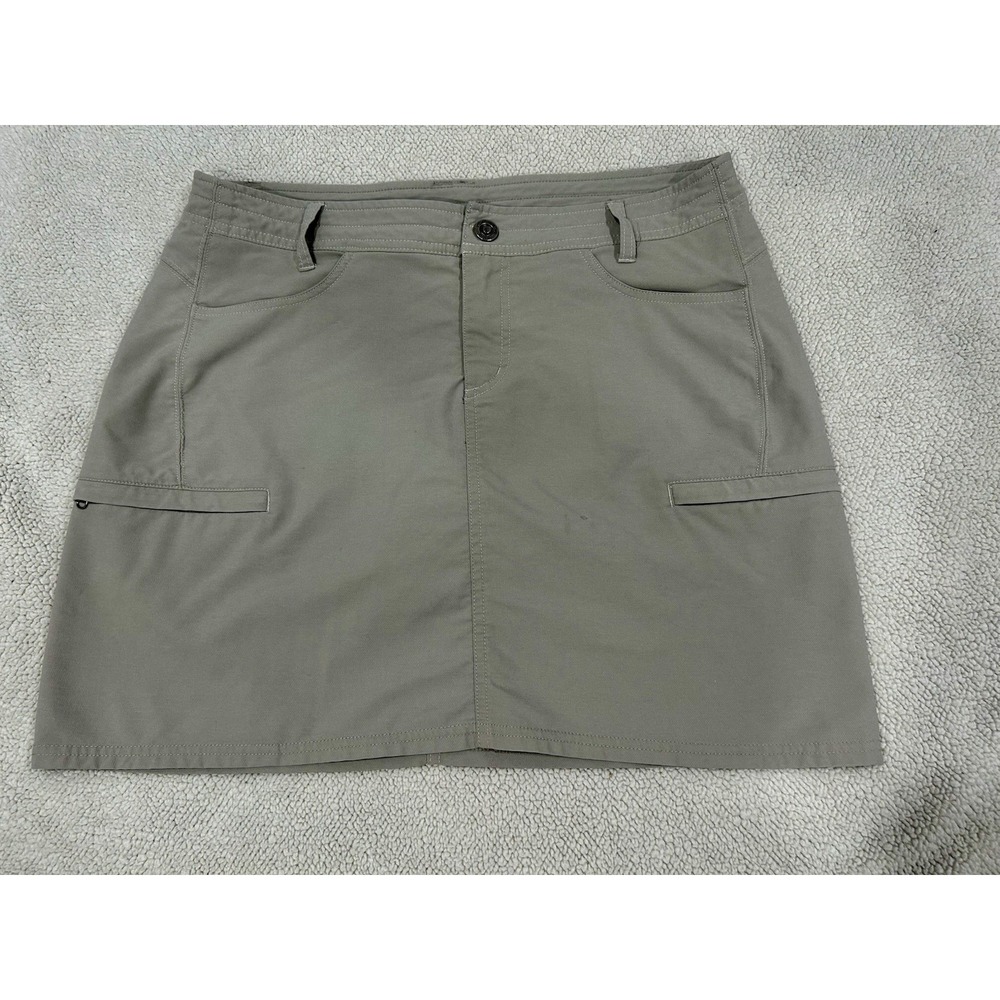 Kuhl Skort Women's 8 Tan Hiking Camp Skirt Zip Pockets Stretch
